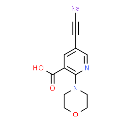 ChemSpider 2D Image | {[5-Carboxy-6-(4-morpholinyl)-3-pyridinyl]ethynyl}sodium | C12H11N2NaO3