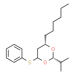 ChemSpider 2D Image | (2S,4S)-4-Hexyl-2-isopropyl-6-(phenylsulfanyl)-1,3-dioxane | C19H30O2S