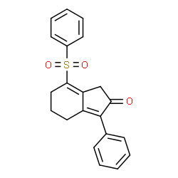 ChemSpider 2D Image | 3-Phenyl-7-(phenylsulfonyl)-1,4,5,6-tetrahydro-2H-inden-2-one | C21H18O3S