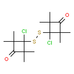 ChemSpider 2D Image | 3,3'-Disulfanediylbis(3-chloro-2,2,4,4-tetramethylcyclobutanone) | C16H24Cl2O2S2