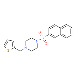 ChemSpider 2D Image | 1-(2-Naphthylsulfonyl)-4-(2-thienylmethyl)piperazine | C19H20N2O2S2