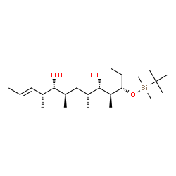 ChemSpider 2D Image | (2E,4R,5R,6R,8R,9S,10S,11S)-11-{[Dimethyl(2-methyl-2-propanyl)silyl]oxy}-4,6,8,10-tetramethyl-2-tridecene-5,9-diol | C23H48O3Si