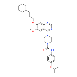 ChemSpider 2D Image | 4-[7-(3-Cyclohexylpropoxy)-6-methoxy-4-quinazolinyl]-N-(4-isopropoxyphenyl)-1-piperazinecarboxamide | C32H43N5O4