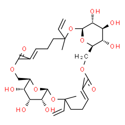ChemSpider 2D Image | (1S,11R,12S,13R,14R,15S,25R,26S,27S,28R)-12,13,14,26,27,28-Hexahydroxy-3,7,17,21-tetramethyl-3,17-divinyl-2,9,16,23,29,30-hexaoxatricyclo[23.3.1.1~11,15~]triaconta-6,20-diene-8,22-dione (non-preferred
 name) | C32H48O14