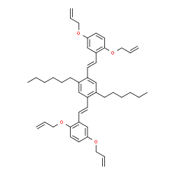 ChemSpider 2D Image | 1,4-Bis{(E)-2-[2,5-bis(allyloxy)phenyl]vinyl}-2,5-dihexylbenzene | C46H58O4