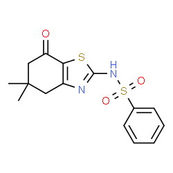ChemSpider 2D Image | N-(5,5-Dimethyl-7-oxo-4,5,6,7-tetrahydro-1,3-benzothiazol-2-yl)benzenesulfonamide | C15H16N2O3S2