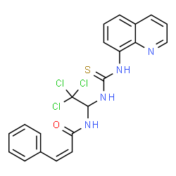 ChemSpider 2D Image | (2Z)-3-Phenyl-N-{2,2,2-trichloro-1-[(8-quinolinylcarbamothioyl)amino]ethyl}acrylamide | C21H17Cl3N4OS