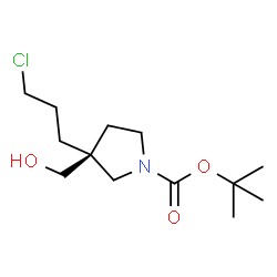 ChemSpider 2D Image | 2-Methyl-2-propanyl (3S)-3-(3-chloropropyl)-3-(hydroxymethyl)-1-pyrrolidinecarboxylate | C13H24ClNO3