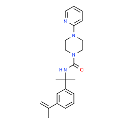 ChemSpider 2D Image | N-[2-(3-Isopropenylphenyl)-2-propanyl]-4-(2-pyridinyl)-1-piperazinecarboxamide | C22H28N4O