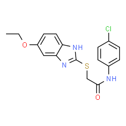 ChemSpider 2D Image | N-(4-Chlorophenyl)-2-[(5-ethoxy-1H-benzimidazol-2-yl)sulfanyl]acetamide | C17H16ClN3O2S