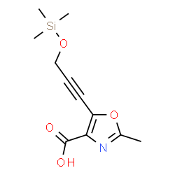 ChemSpider 2D Image | 2-Methyl-5-{3-[(trimethylsilyl)oxy]-1-propyn-1-yl}-1,3-oxazole-4-carboxylic acid | C11H15NO4Si