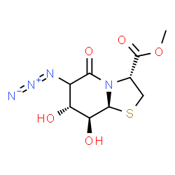 ChemSpider 2D Image | Methyl (3R,7R,8S,8aS)-6-azido-7,8-dihydroxy-5-oxohexahydro-5H-[1,3]thiazolo[3,2-a]pyridine-3-carboxylate | C9H12N4O5S