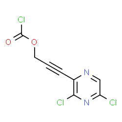 ChemSpider 2D Image | 3-(3,5-Dichloro-2-pyrazinyl)-2-propyn-1-yl carbonochloridate | C8H3Cl3N2O2