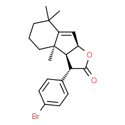 ChemSpider 2D Image | (3S,3aS,3bR,8aR)-3-(4-Bromophenyl)-3b,7,7-trimethyl-3,3a,3b,4,5,6,7,8a-octahydro-2H-indeno[2,1-b]furan-2-one | C20H23BrO2