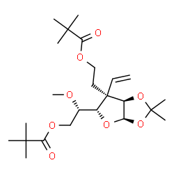 ChemSpider 2D Image | 3-Deoxy-6-O-(2,2-dimethylpropanoyl)-3-{2-[(2,2-dimethylpropanoyl)oxy]ethyl}-1,2-O-isopropylidene-5-O-methyl-3-vinyl-beta-L-talofuranose | C24H40O8