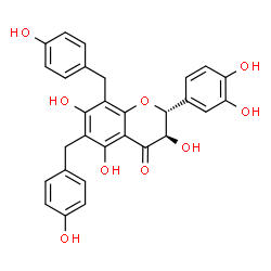 ChemSpider 2D Image | (2R,3R)-2-(3,4-Dihydroxyphenyl)-3,5,7-trihydroxy-6,8-bis(4-hydroxybenzyl)-2,3-dihydro-4H-chromen-4-one | C29H24O9