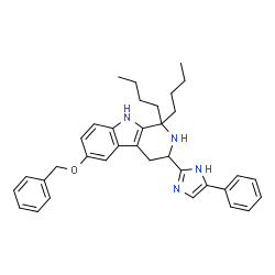 ChemSpider 2D Image | 6-(Benzyloxy)-1,1-dibutyl-3-(5-phenyl-1H-imidazol-2-yl)-2,3,4,9-tetrahydro-1H-beta-carboline | C35H40N4O