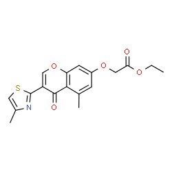 ChemSpider 2D Image | Ethyl {[5-methyl-3-(4-methyl-1,3-thiazol-2-yl)-4-oxo-4H-chromen-7-yl]oxy}acetate | C18H17NO5S