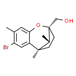 ChemSpider 2D Image | [(1R,9S,12S)-4-Bromo-1,5,12-trimethyl-8-oxatricyclo[7.2.1.0~2,7~]dodeca-2,4,6-trien-9-yl]methanol | C15H19BrO2