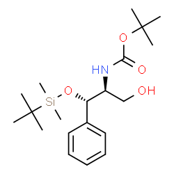 ChemSpider 2D Image | 2-Methyl-2-propanyl [(1S,2S)-1-{[dimethyl(2-methyl-2-propanyl)silyl]oxy}-3-hydroxy-1-phenyl-2-propanyl]carbamate | C20H35NO4Si