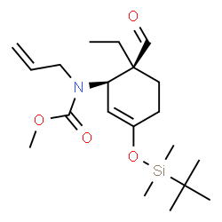 ChemSpider 2D Image | Methyl allyl[(1R,6S)-3-{[dimethyl(2-methyl-2-propanyl)silyl]oxy}-6-ethyl-6-formyl-2-cyclohexen-1-yl]carbamate | C20H35NO4Si