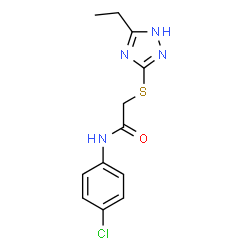 ChemSpider 2D Image | acetamide, N-(4-chlorophenyl)-2-[(5-ethyl-4H-1,2,4-triazol-3-yl)thio]- | C12H13ClN4OS