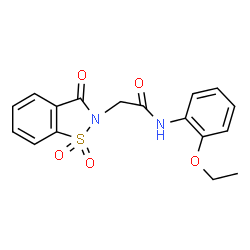 ChemSpider 2D Image | 2-(1,1-Dioxido-3-oxo-1,2-benzothiazol-2(3H)-yl)-N-(2-ethoxyphenyl)acetamide | C17H16N2O5S