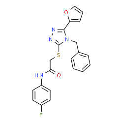 ChemSpider 2D Image | 2-{[4-Benzyl-5-(2-furyl)-4H-1,2,4-triazol-3-yl]sulfanyl}-N-(4-fluorophenyl)acetamide | C21H17FN4O2S