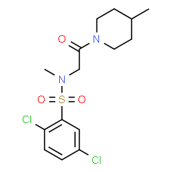 ChemSpider 2D Image | 2,5-Dichloro-N-methyl-N-[2-(4-methyl-1-piperidinyl)-2-oxoethyl]benzenesulfonamide | C15H20Cl2N2O3S