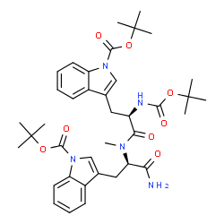 ChemSpider 2D Image | N,1-Bis{[(2-methyl-2-propanyl)oxy]carbonyl}-D-tryptophyl-Nalpha-methyl-1-{[(2-methyl-2-propanyl)oxy]carbonyl}-D-tryptophanamide | C38H49N5O8