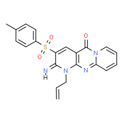 ChemSpider 2D Image | (2Z)-1-Allyl-2-imino-3-[(4-methylphenyl)sulfonyl]-1,2-dihydro-5H-dipyrido[1,2-a:2',3'-d]pyrimidin-5-one | C21H18N4O3S