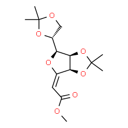 ChemSpider 2D Image | Methyl (2E,6S)-3,6-anhydro-2-deoxy-6-[(4R)-2,2-dimethyl-1,3-dioxolan-4-yl]-4,5-O-isopropylidene-D-erythro-hex-2-enonate | C15H22O7