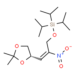 ChemSpider 2D Image | ({(2E)-3-[(4S)-2,2-Dimethyl-1,3-dioxolan-4-yl]-2-nitro-2-propen-1-yl}oxy)(triisopropyl)silane | C17H33NO5Si