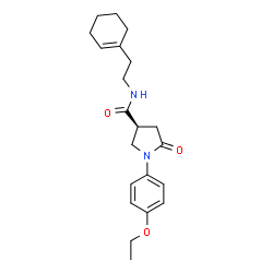ChemSpider 2D Image | (3S)-N-[2-(1-Cyclohexen-1-yl)ethyl]-1-(4-ethoxyphenyl)-5-oxo-3-pyrrolidinecarboxamide | C21H28N2O3