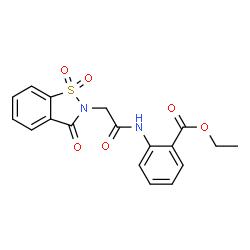 ChemSpider 2D Image | Ethyl 2-{[(1,1-dioxido-3-oxo-1,2-benzothiazol-2(3H)-yl)acetyl]amino}benzoate | C18H16N2O6S