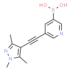 ChemSpider 2D Image | {5-[(1,3,5-Trimethyl-1H-pyrazol-4-yl)ethynyl]-3-pyridinyl}boronic acid | C13H14BN3O2