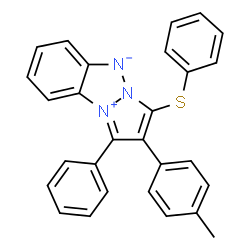 ChemSpider 2D Image | 2-(4-Methylphenyl)-1-phenyl-3-(phenylsulfanyl)pyrazolo[1,2-a]benzotriazol-10-ium-5-ide | C28H21N3S