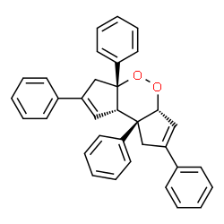 ChemSpider 2D Image | (3aR,5aS,8aS,8bR)-2,5a,7,8b-Tetraphenyl-1,3a,5a,6,8a,8b-hexahydrodicyclopenta[c,e][1,2]dioxine | C34H28O2