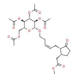 ChemSpider 2D Image | Methyl [(1R,2S)-3-oxo-2-{(2Z)-5-[(2,3,4,6-tetra-O-acetyl-beta-D-glucopyranosyl)oxy]-2-penten-1-yl}cyclopentyl]acetate | C27H38O13