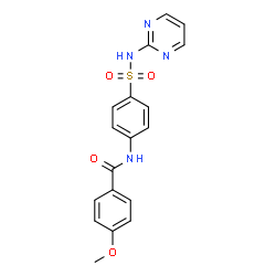 ChemSpider 2D Image | 4-Methoxy-N-[4-(2-pyrimidinylsulfamoyl)phenyl]benzamide | C18H16N4O4S