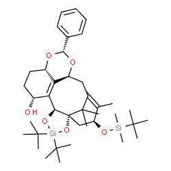 ChemSpider 2D Image | (2S,6S,8S,12S,14S,16S,19R)-8-{[Dimethyl(2-methyl-2-propanyl)silyl]oxy}-9,21,21-trimethyl-4,4-bis(2-methyl-2-propanyl)-14-phenyl-3,5,13,15-tetraoxa-4-silapentacyclo[10.7.1.1~6,10~.0~2,6~.0~16,20~]henic
osa-1(20),9-dien-19-ol | C39H62O6Si2
