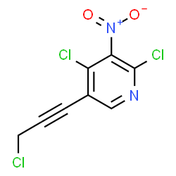 ChemSpider 2D Image | 2,4-Dichloro-5-(3-chloro-1-propyn-1-yl)-3-nitropyridine | C8H3Cl3N2O2