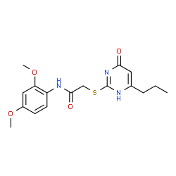 ChemSpider 2D Image | acetamide, 2-[(1,6-dihydro-6-oxo-4-propyl-2-pyrimidinyl)thio]-N-(2,4-dimethoxyphenyl)- | C17H21N3O4S