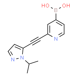 ChemSpider 2D Image | {2-[(1-Isopropyl-1H-pyrazol-5-yl)ethynyl]-4-pyridinyl}boronic acid | C13H14BN3O2
