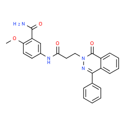 ChemSpider 2D Image | 2-Methoxy-5-{[3-(1-oxo-4-phenyl-2(1H)-phthalazinyl)propanoyl]amino}benzamide | C25H22N4O4