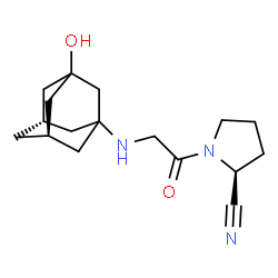 ChemSpider 2D Image | (2S)-1-{N-[(5R,7S)-3-Hydroxyadamantan-1-yl]glycyl}-2-pyrrolidinecarbonitrile | C17H25N3O2