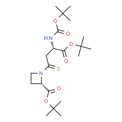 ChemSpider 2D Image | 2-Methyl-2-propanyl (2S)-1-[(3S)-4-[(2-methyl-2-propanyl)oxy]-3-({[(2-methyl-2-propanyl)oxy]carbonyl}amino)-4-oxobutanethioyl]-2-azetidinecarboxylate | C21H36N2O6S