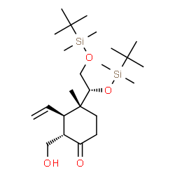 ChemSpider 2D Image | (2S,3R,4R)-2-(Hydroxymethyl)-4-methyl-4-[(5R)-2,2,3,3,8,8,9,9-octamethyl-4,7-dioxa-3,8-disiladecan-5-yl]-3-vinylcyclohexanone | C24H48O4Si2
