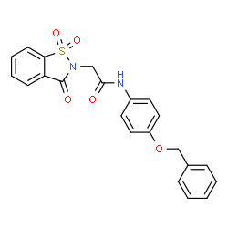 ChemSpider 2D Image | N-[4-(Benzyloxy)phenyl]-2-(1,1-dioxido-3-oxo-1,2-benzothiazol-2(3H)-yl)acetamide | C22H18N2O5S