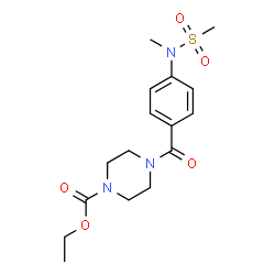 ChemSpider 2D Image | Ethyl 4-{4-[methyl(methylsulfonyl)amino]benzoyl}-1-piperazinecarboxylate | C16H23N3O5S